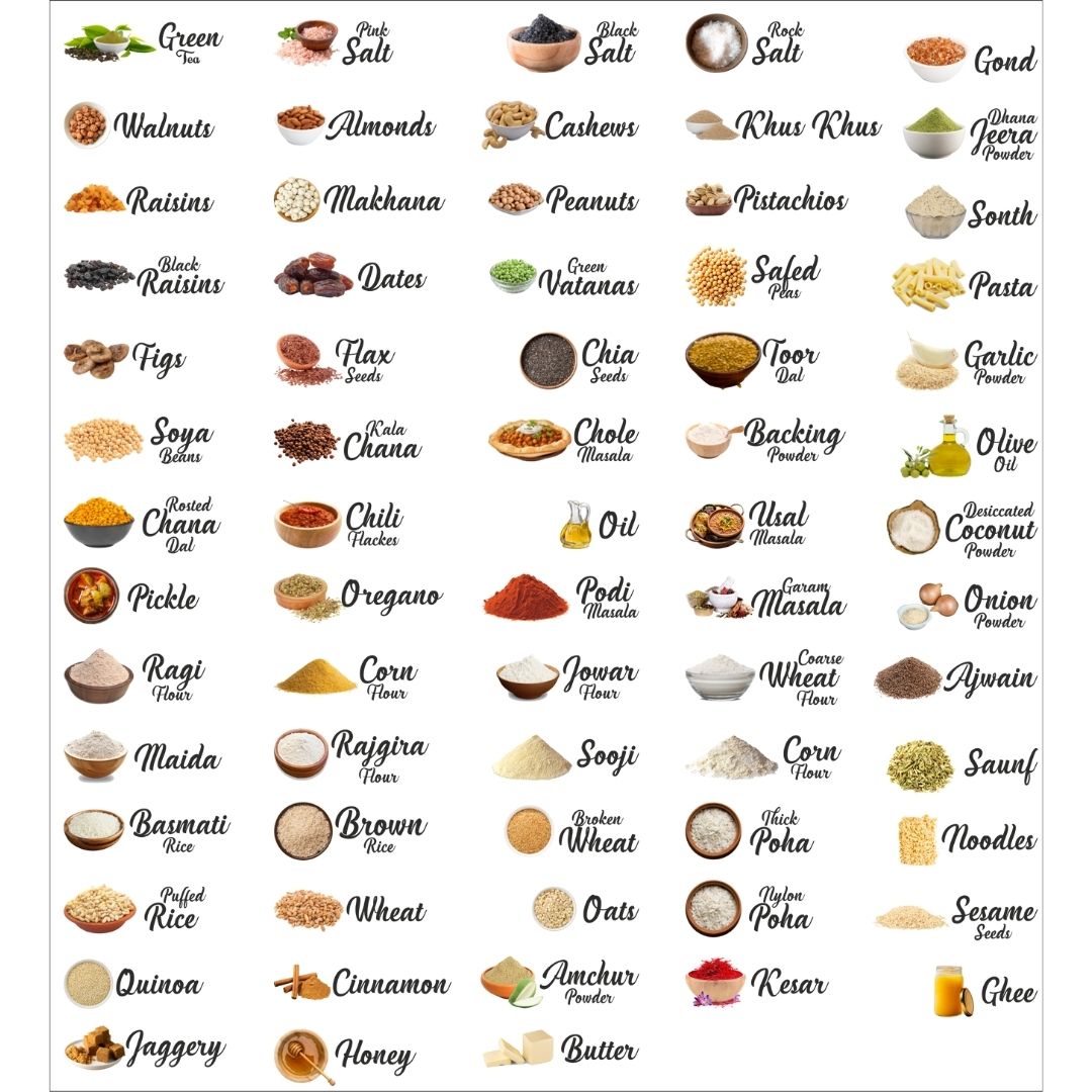 3D Waterproof Kitchen Jar Label Stickers (60 Stickers)
