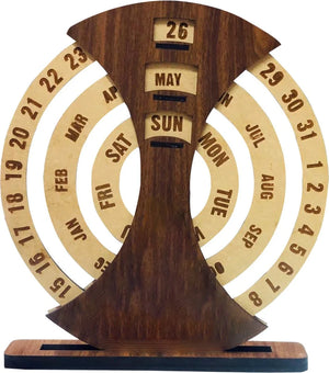 Rotating Perpetual Wooden Desk Calendar