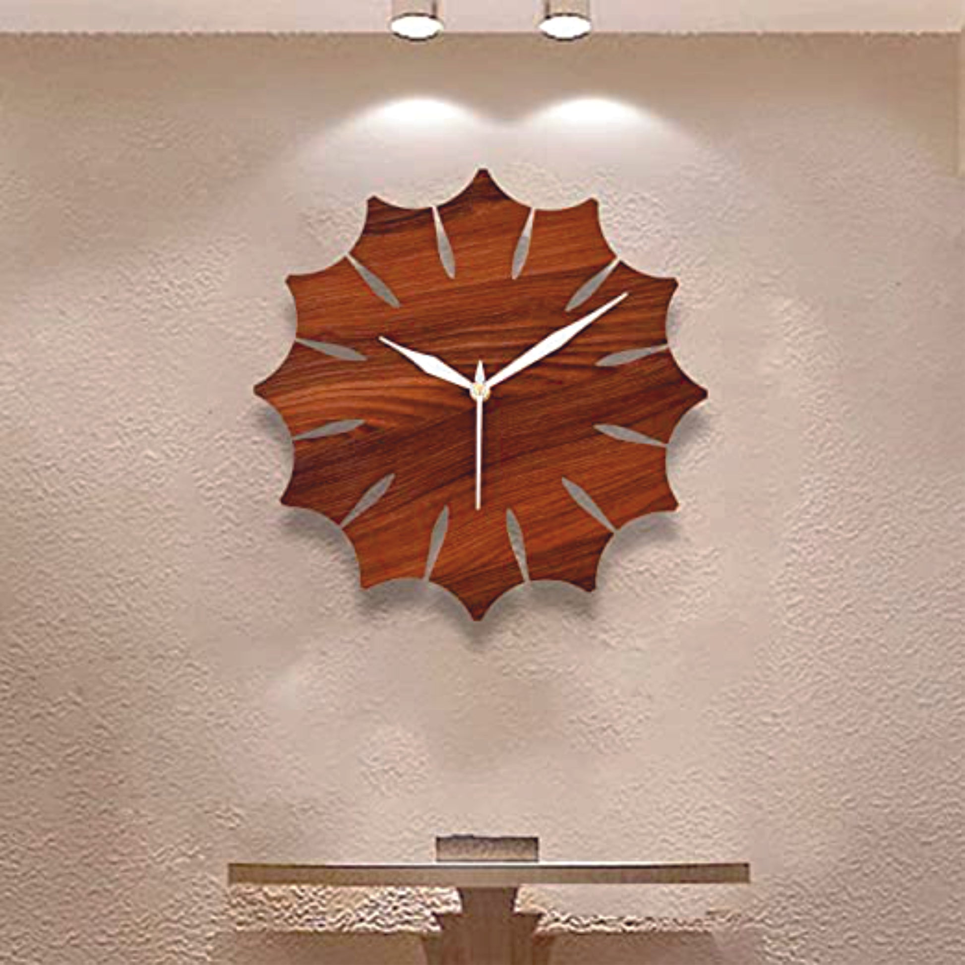 MDF Leafy Wall Clock – Nature-Inspired Elegance for Your Space