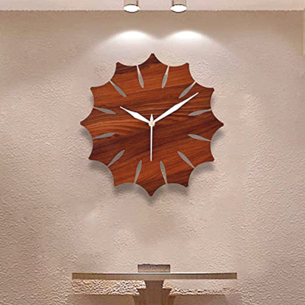 MDF Leafy Wall Clock – Nature-Inspired Elegance for Your Space