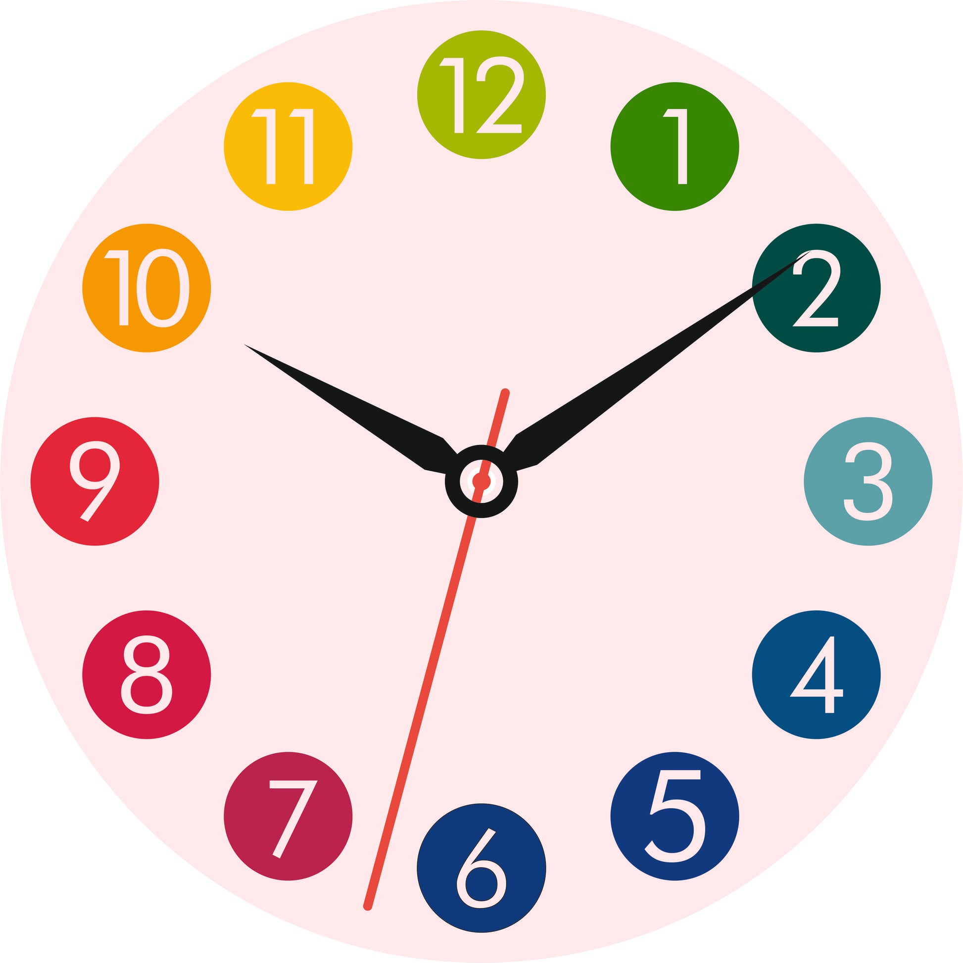 Rainbow Number Wall Clock