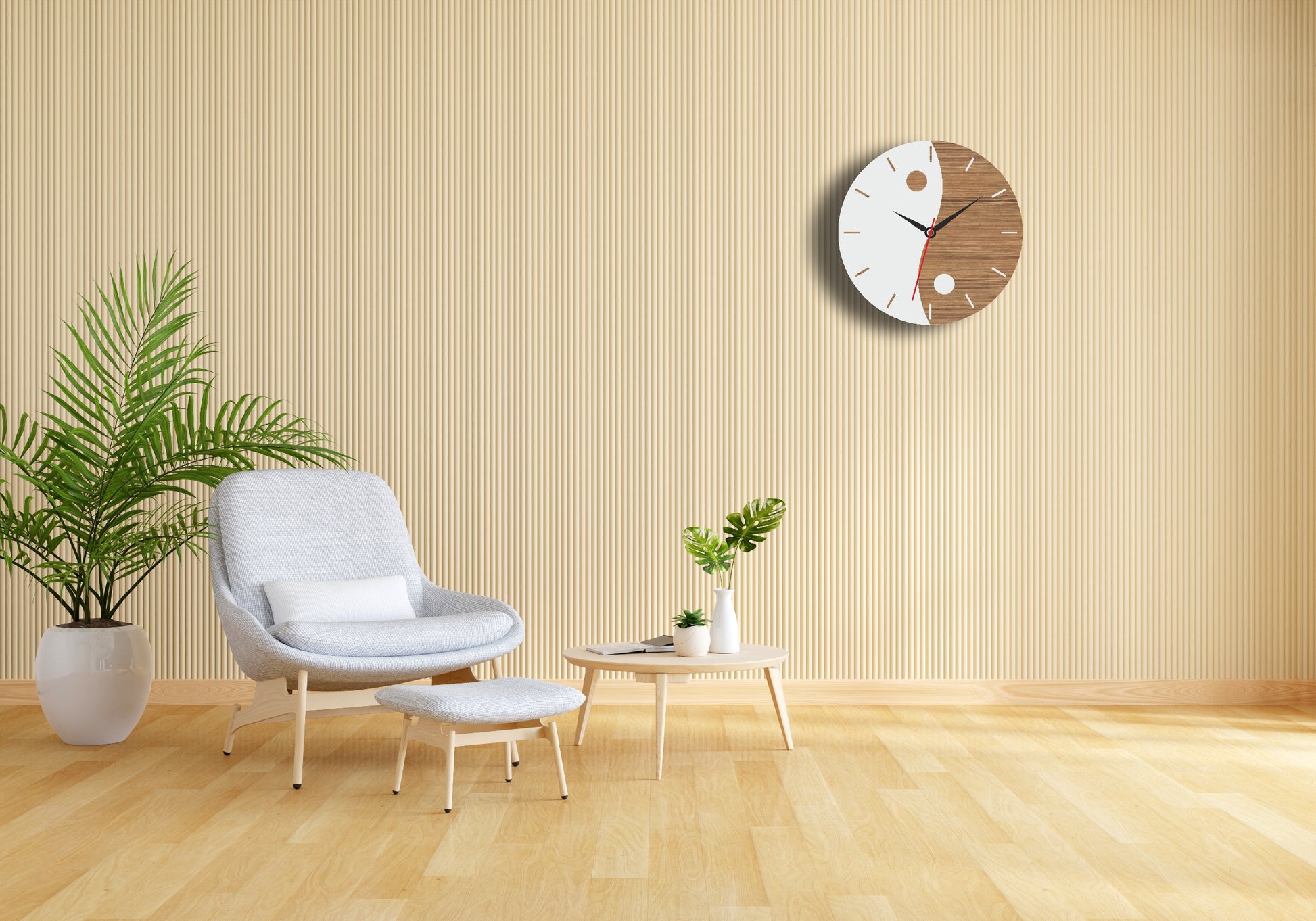 Half Vertical Wave Wall Clock