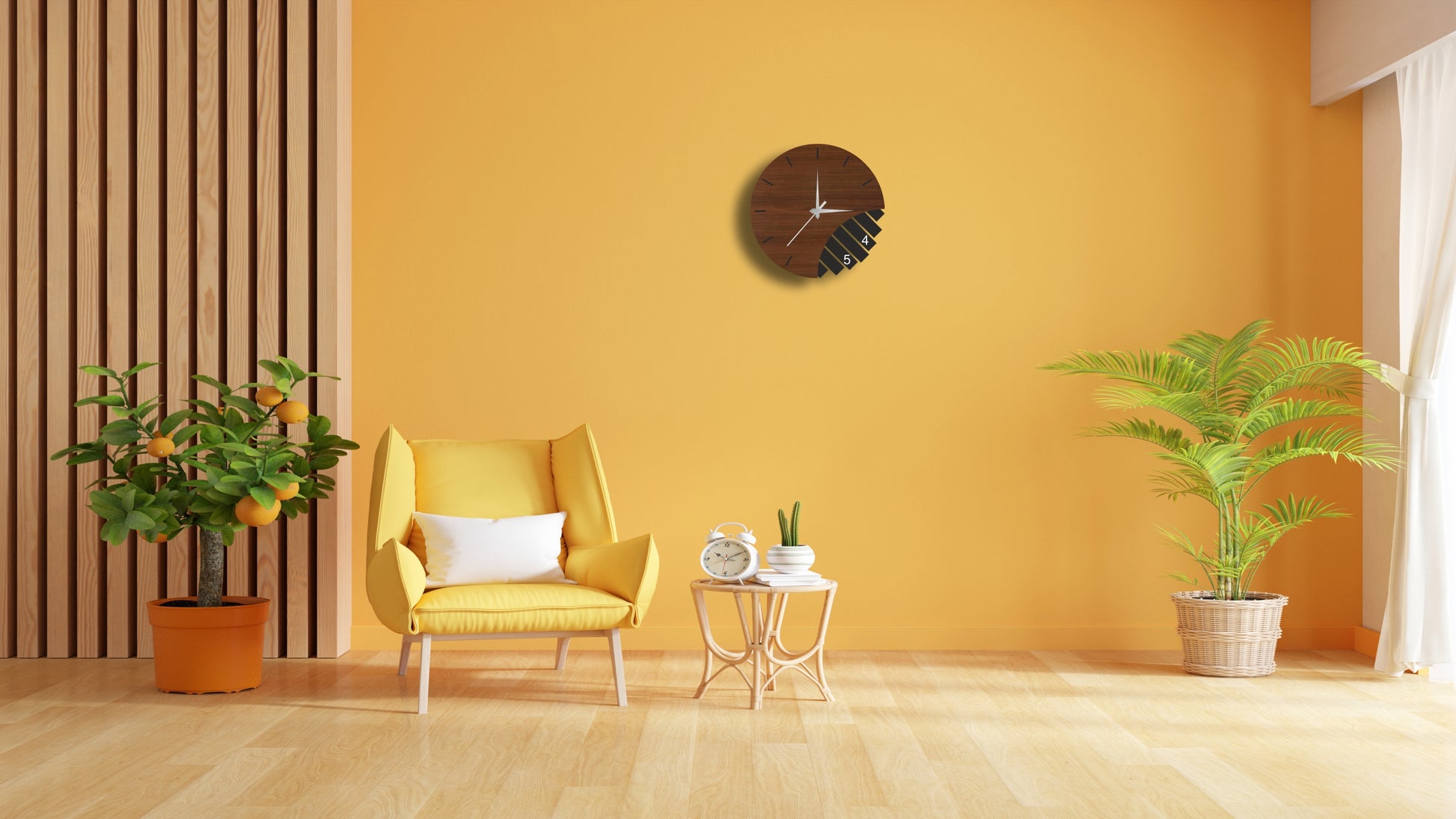 Brown Round Wall Clock