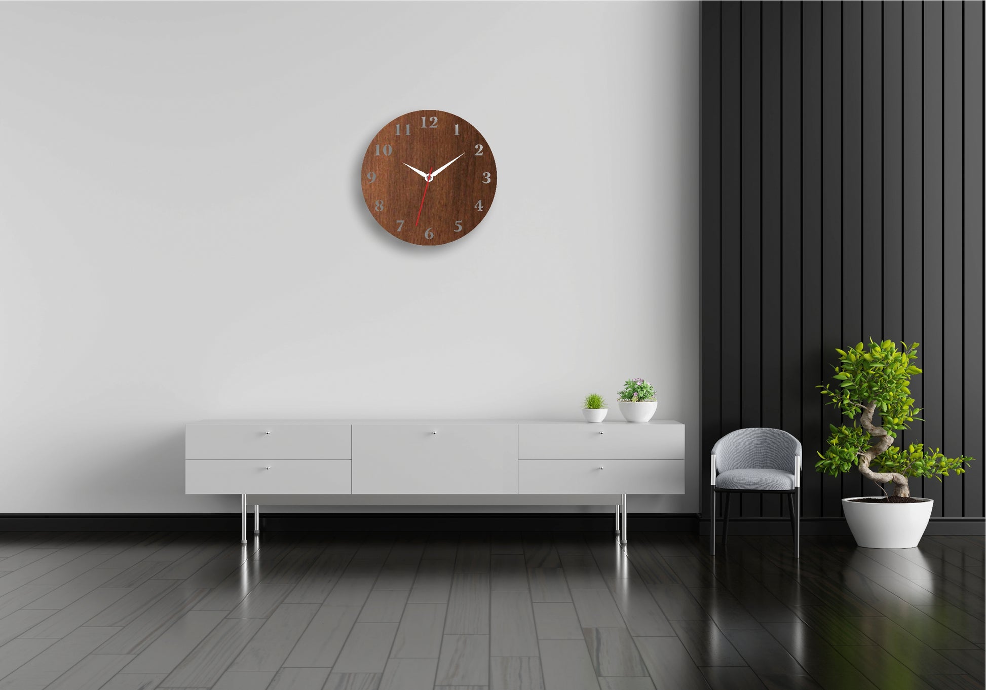 Dark Brown Round Wall Clock