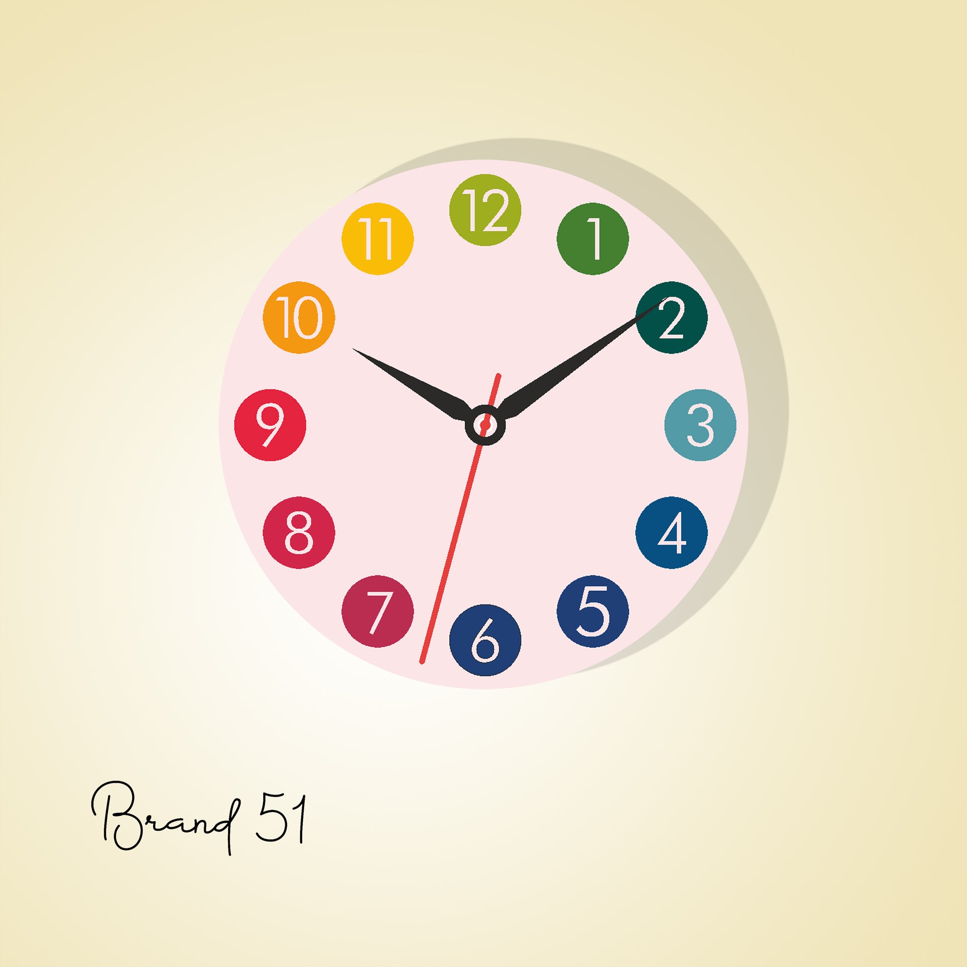 Rainbow Number Wall Clock