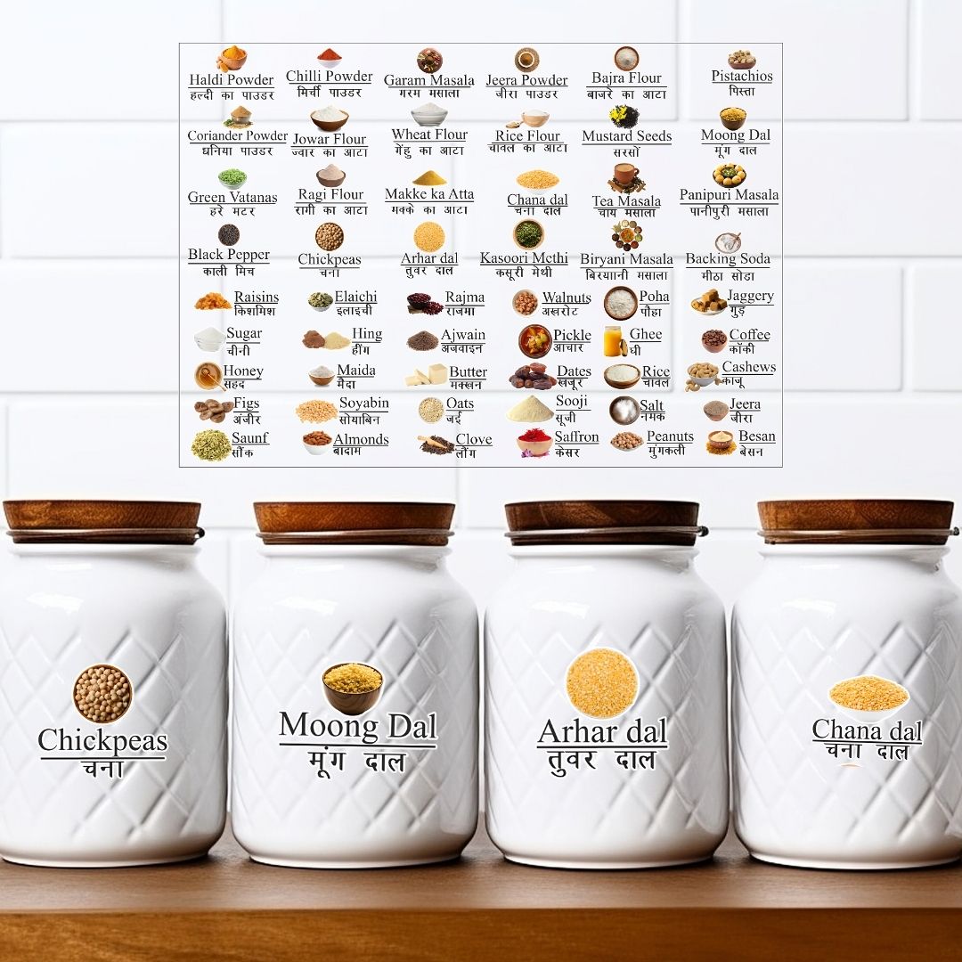 DIY Kitchen Jar Stickers – 3D Waterproof Kitchen decor (Set of 60)