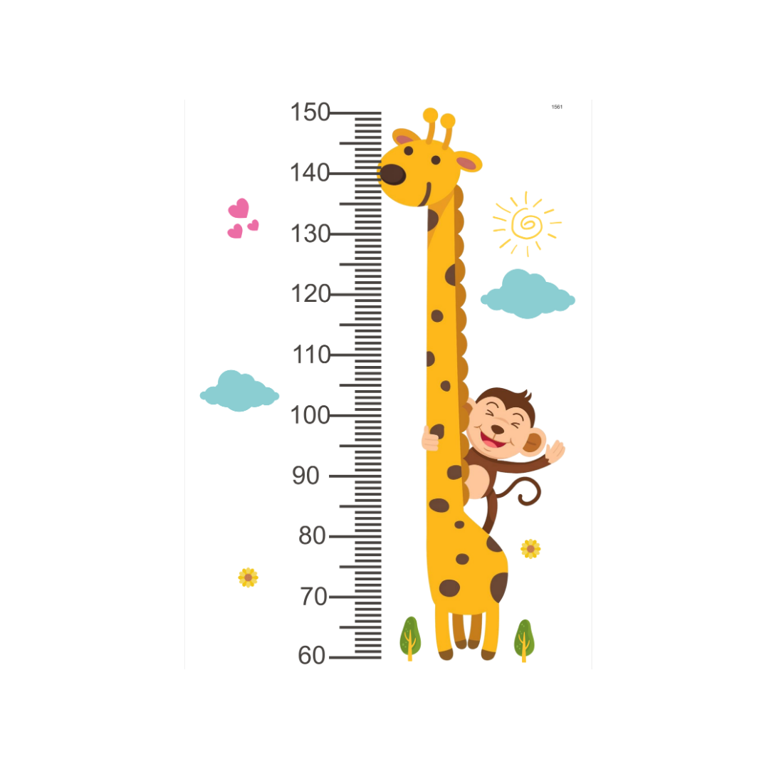 Kids Giraffe Height Chart Track Growth, Spark Smiles - Wall Sticker