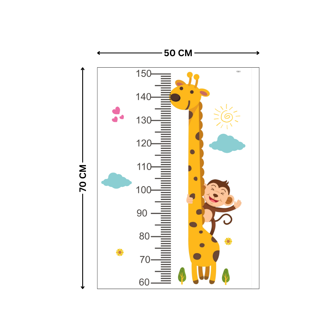 Kids Giraffe Height Chart Track Growth, Spark Smiles - Wall Sticker
