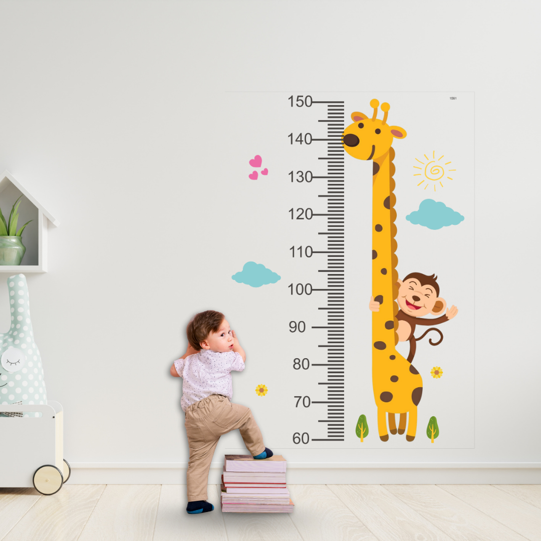 Kids Giraffe Height Chart Track Growth, Spark Smiles - Wall Sticker