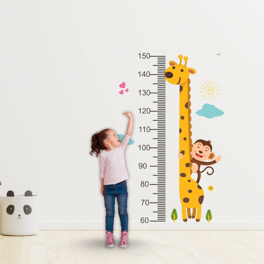 Kids Giraffe Height Chart Track Growth, Spark Smiles - Wall Sticker