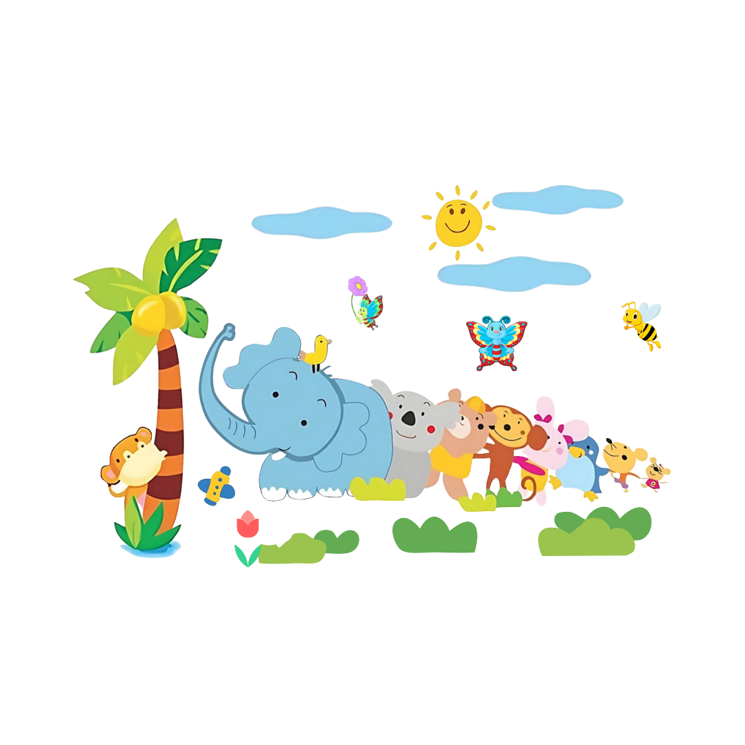 JungleCartoon Cute Animals - Wall Stickers