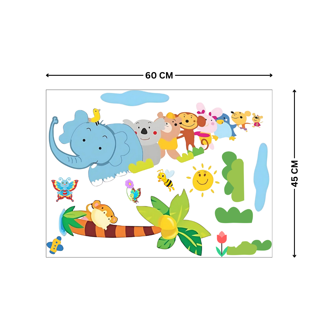 JungleCartoon Cute Animals - Wall Stickers