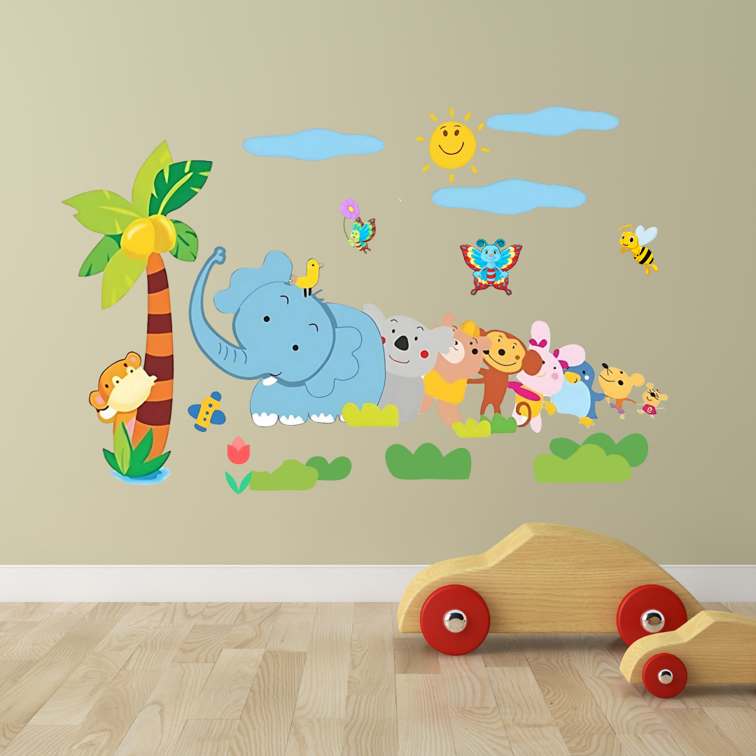JungleCartoon Cute Animals - Wall Stickers