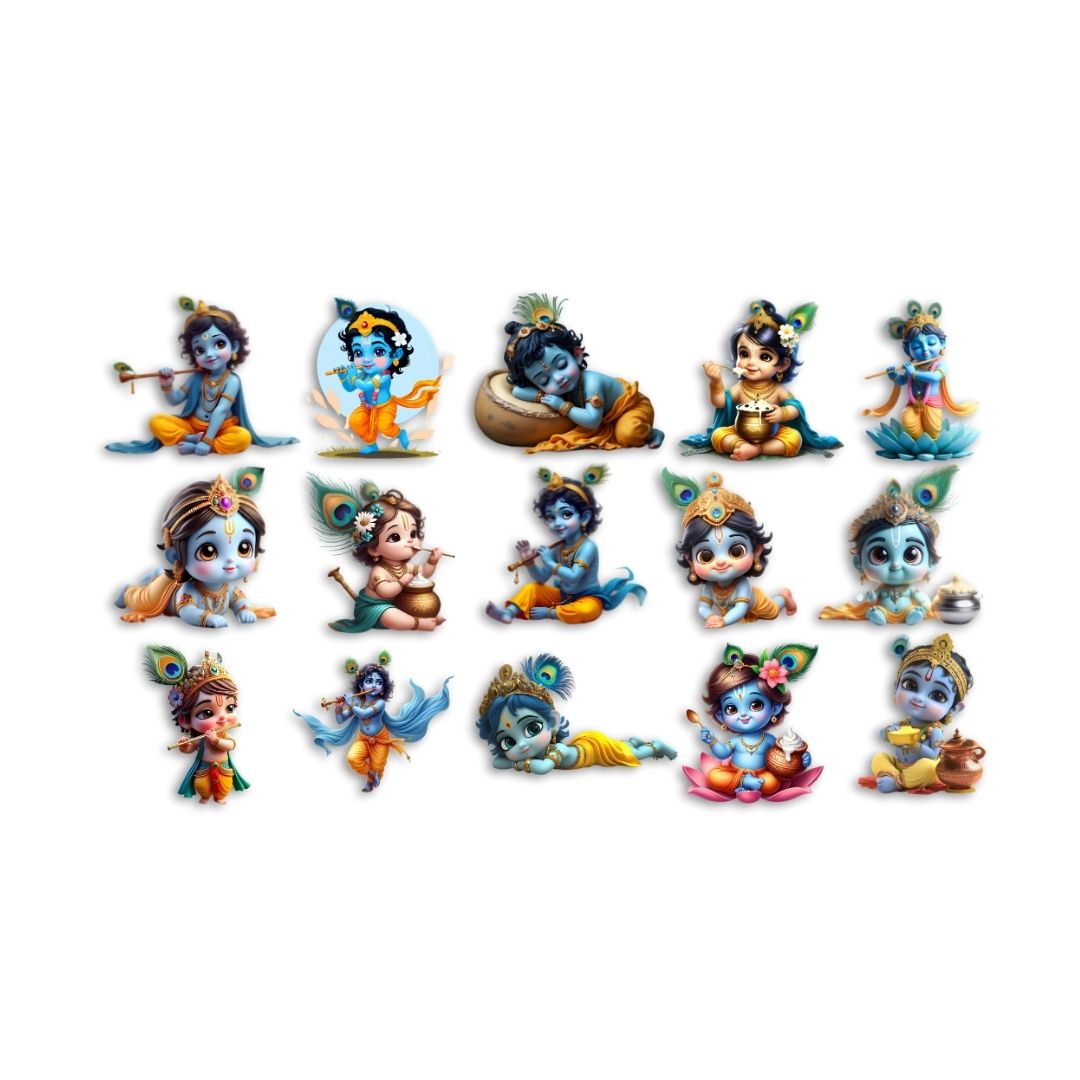 Divine in Every Detail – Lord Krishna Transparent DTF Stickers