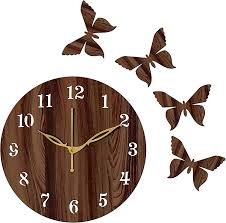 Wooden Outer Butterfly Wall Clock