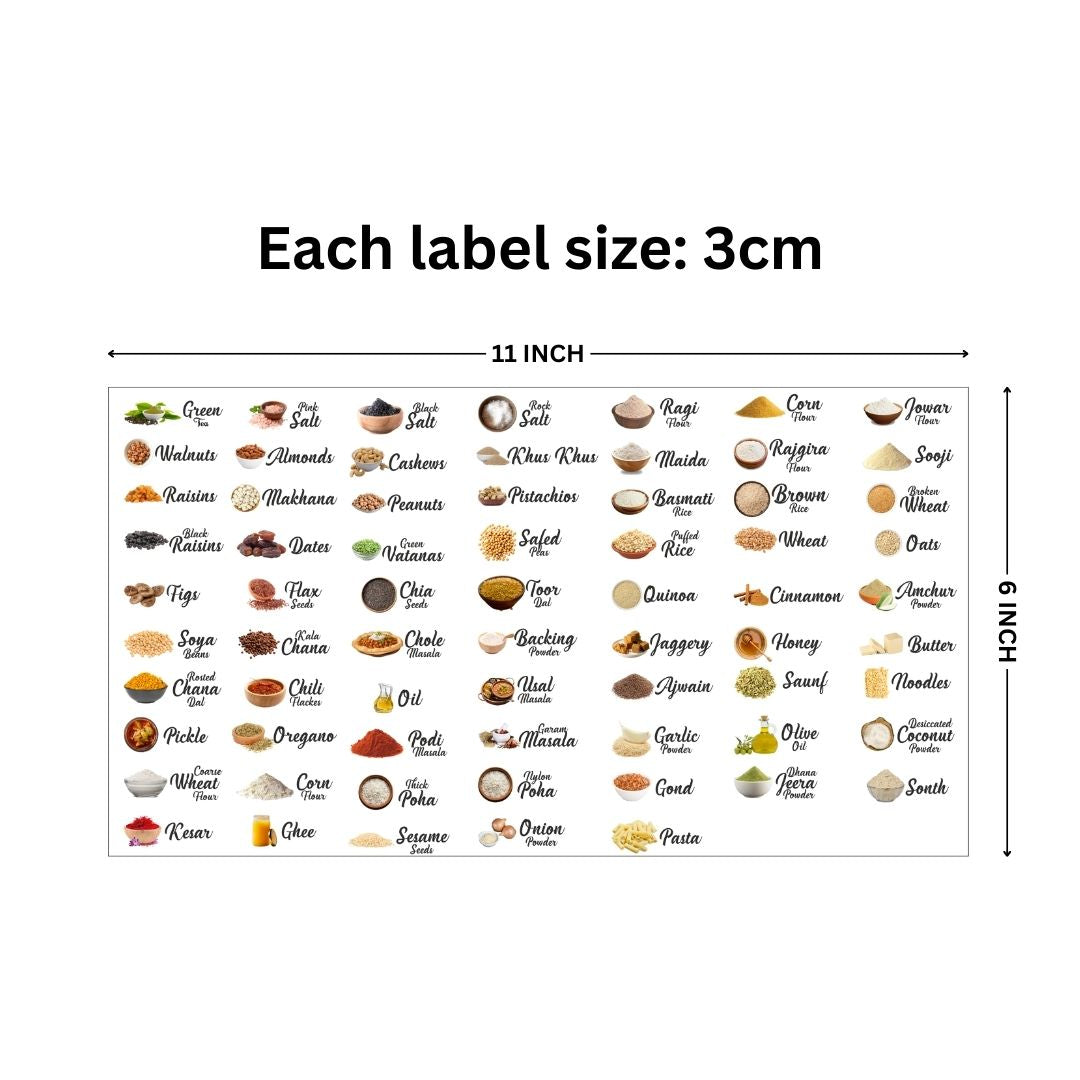 3D Waterproof Kitchen Jar Label Stickers (60 Stickers)