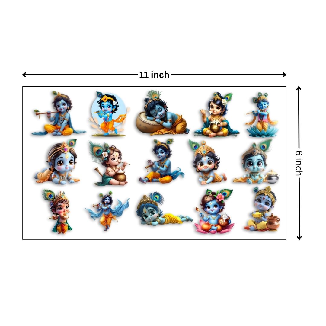 Divine in Every Detail – Lord Krishna Transparent DTF Stickers