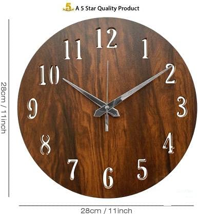 Dark Brown Round Wall Clock