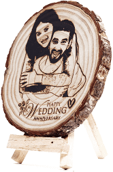 Personalized Engraved Natural Wooden Slice Photo Frame with Stand