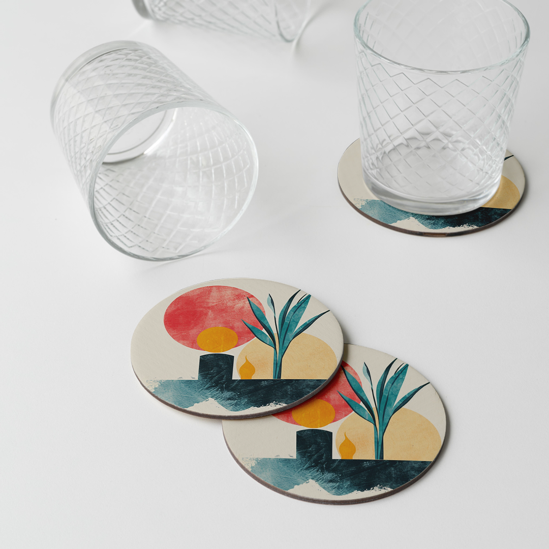 Premium Wooden Coaster Set – Stylish, Durable(set of 4)