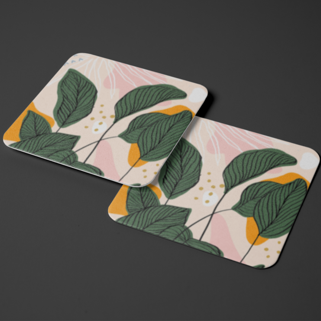 Abstract Leafy Shape TEA Coaster- Where Art Meets Function.(set of 4)