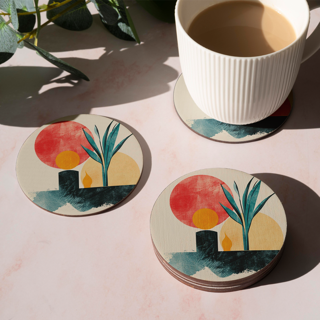 Premium Wooden Coaster Set – Stylish, Durable(set of 4)