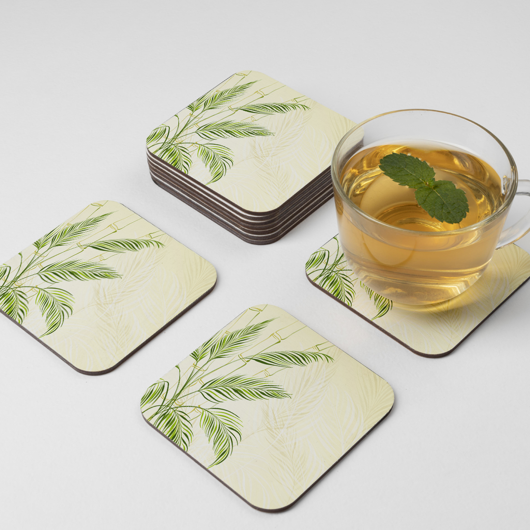 Leafy Design Tea Coaster - Natural, Durable & Stylish(set of 4)