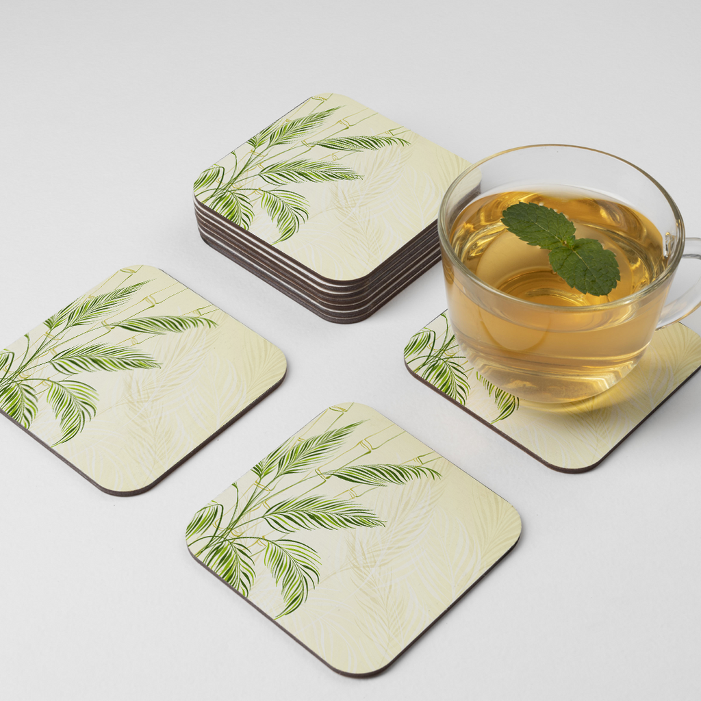 Leafy Design Tea Coaster - Natural, Durable & Stylish(set of 4)