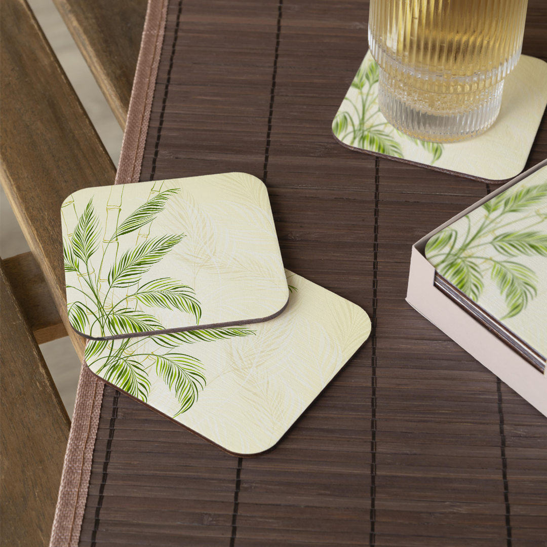 Leafy Design Tea Coaster - Natural, Durable & Stylish(set of 4)