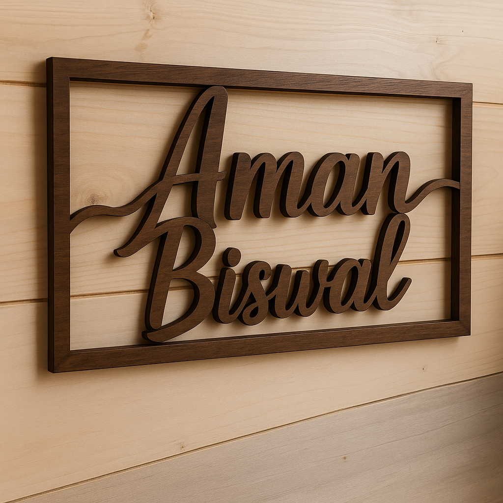 Premium Wooden Name Plate – 8mm MDF | Customizable Wall Decor for Home & Office