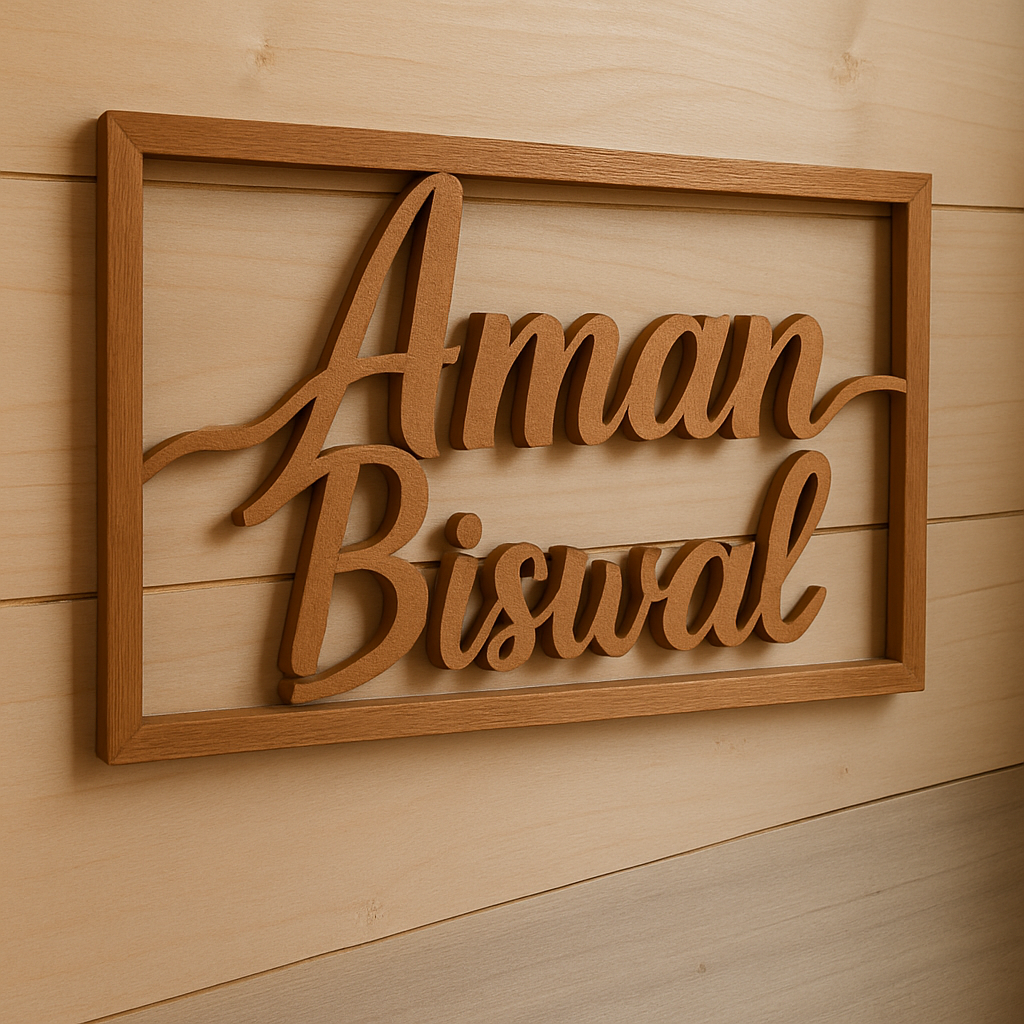 Premium Wooden Name Plate – 8mm MDF | Customizable Wall Decor for Home & Office