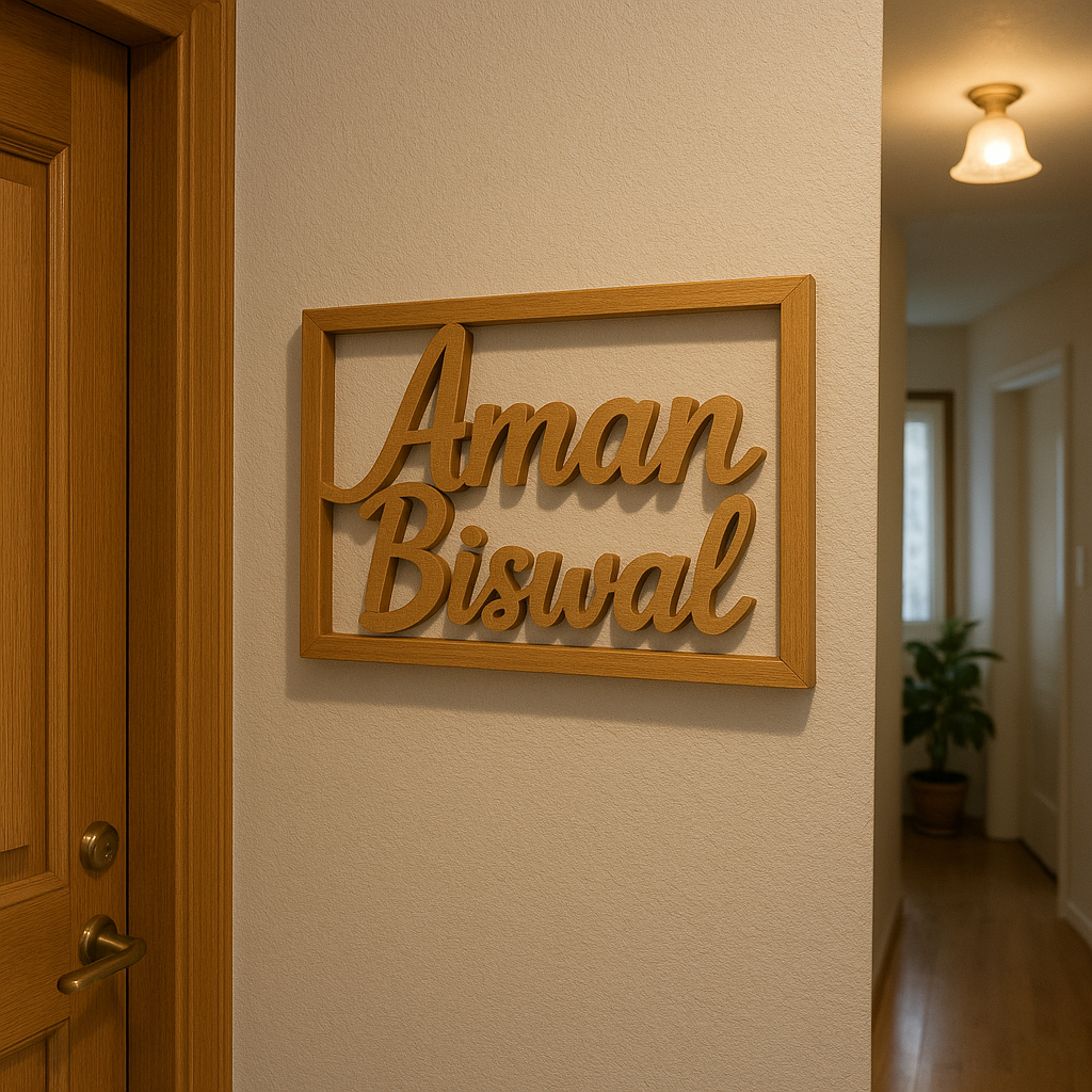 Premium Wooden Name Plate – 8mm MDF | Customizable Wall Decor for Home & Office