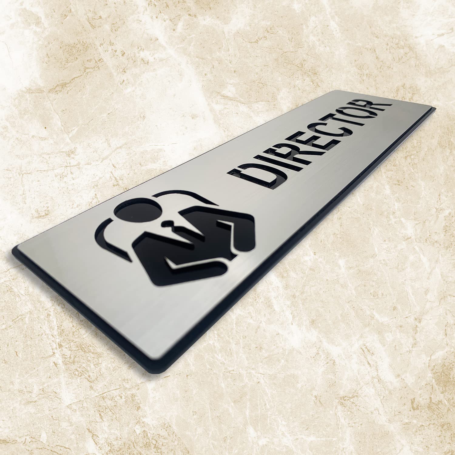 Director Sign Board – Acrylic & Silver Brass Sheet