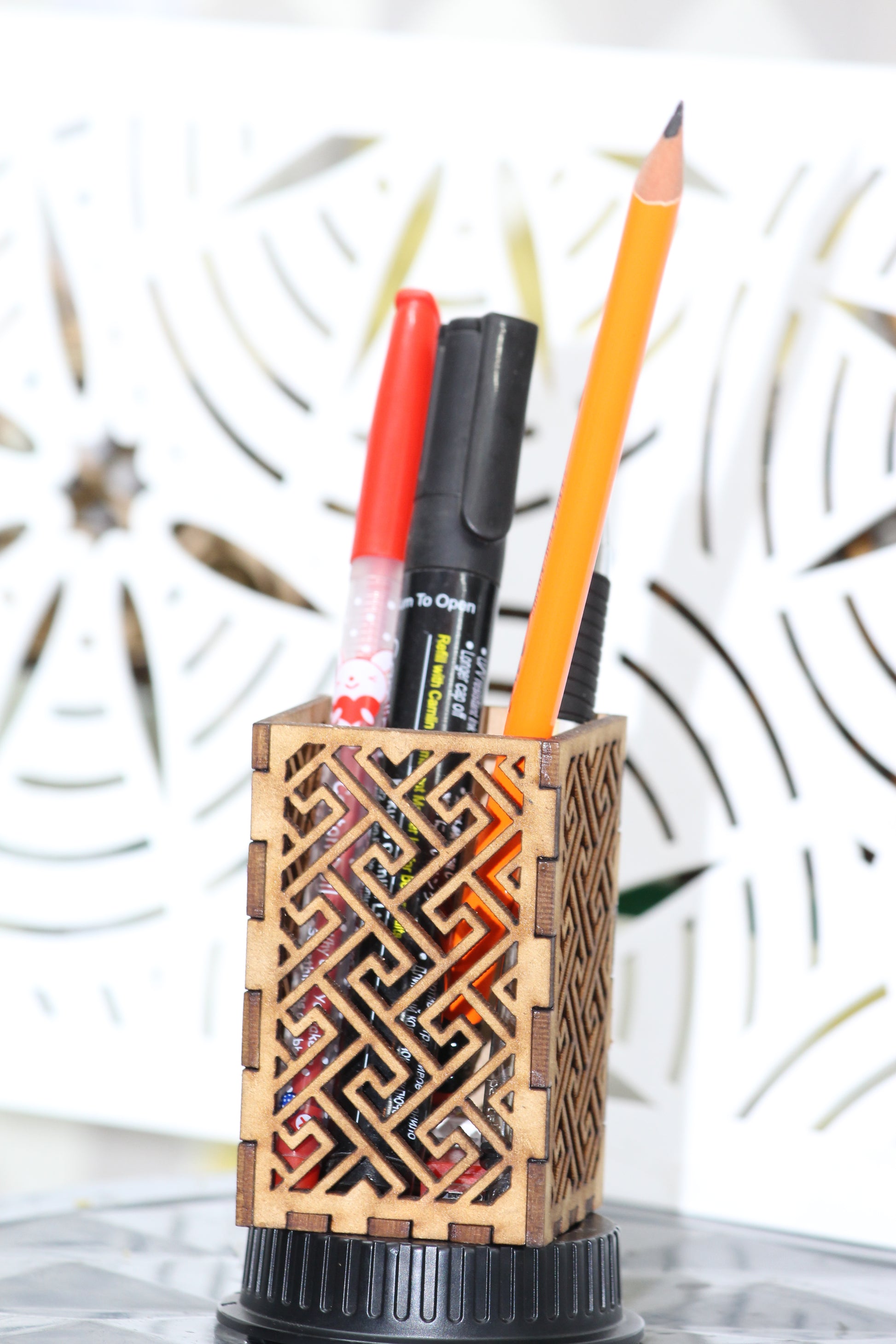 Sqare Shape MDF Pen Holder