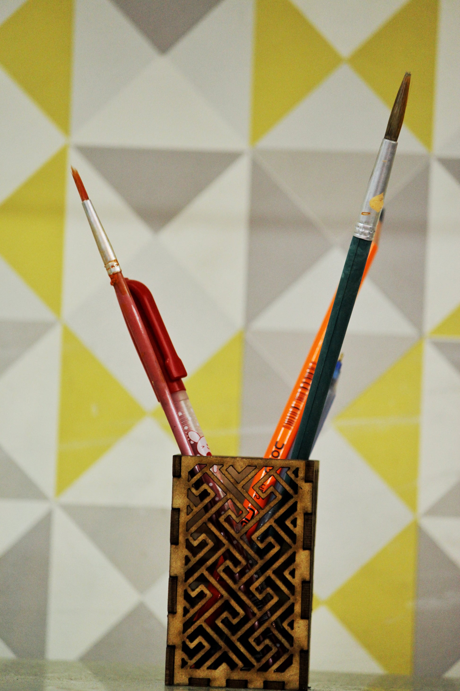 Sqare Shape MDF Pen Holder