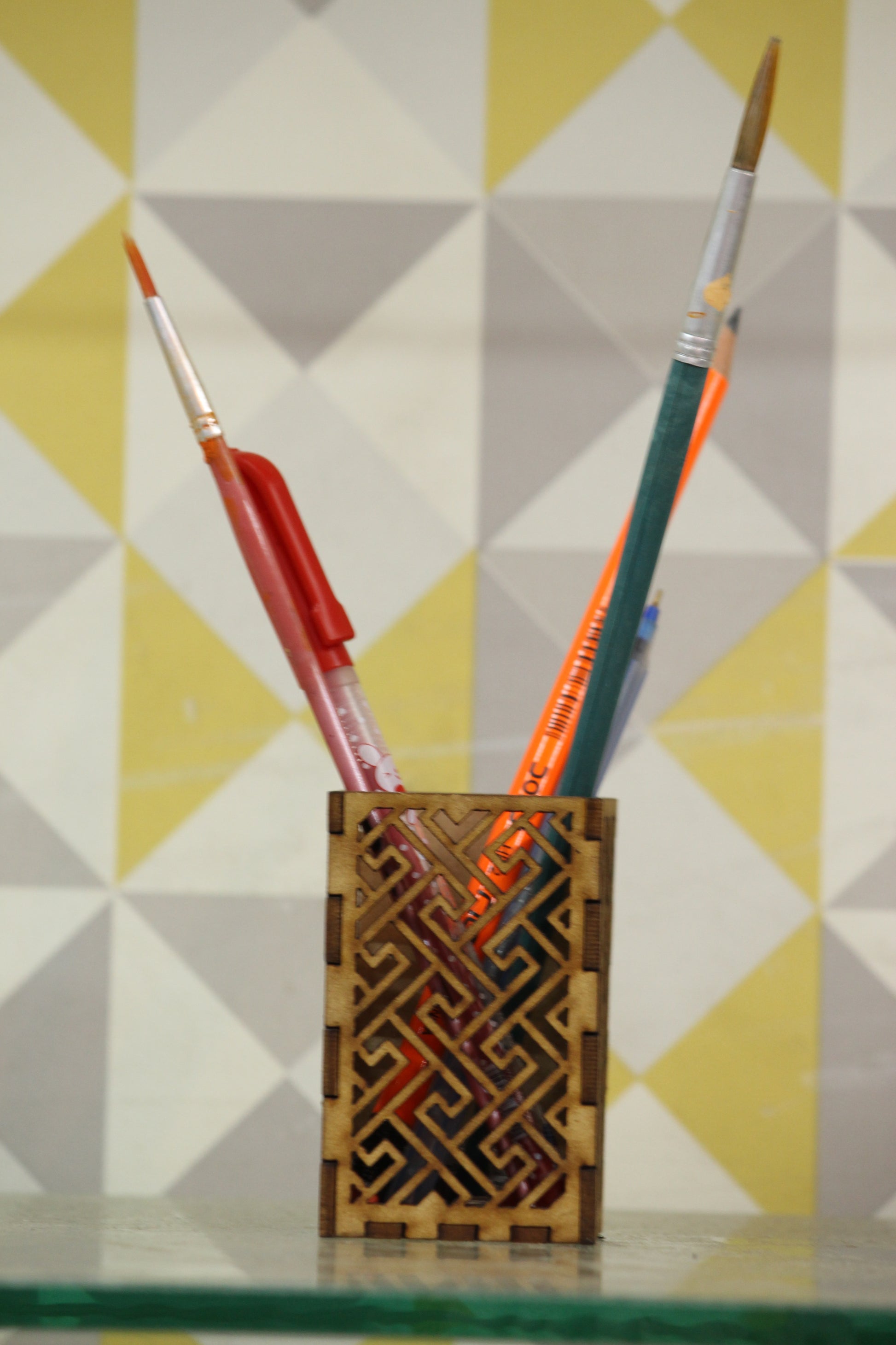 Sqare Shape MDF Pen Holder