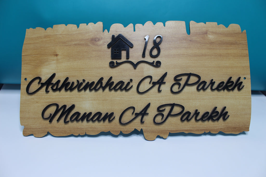Personalized Table Top Name Plate with House Number – Elegant & Modern Home Decor