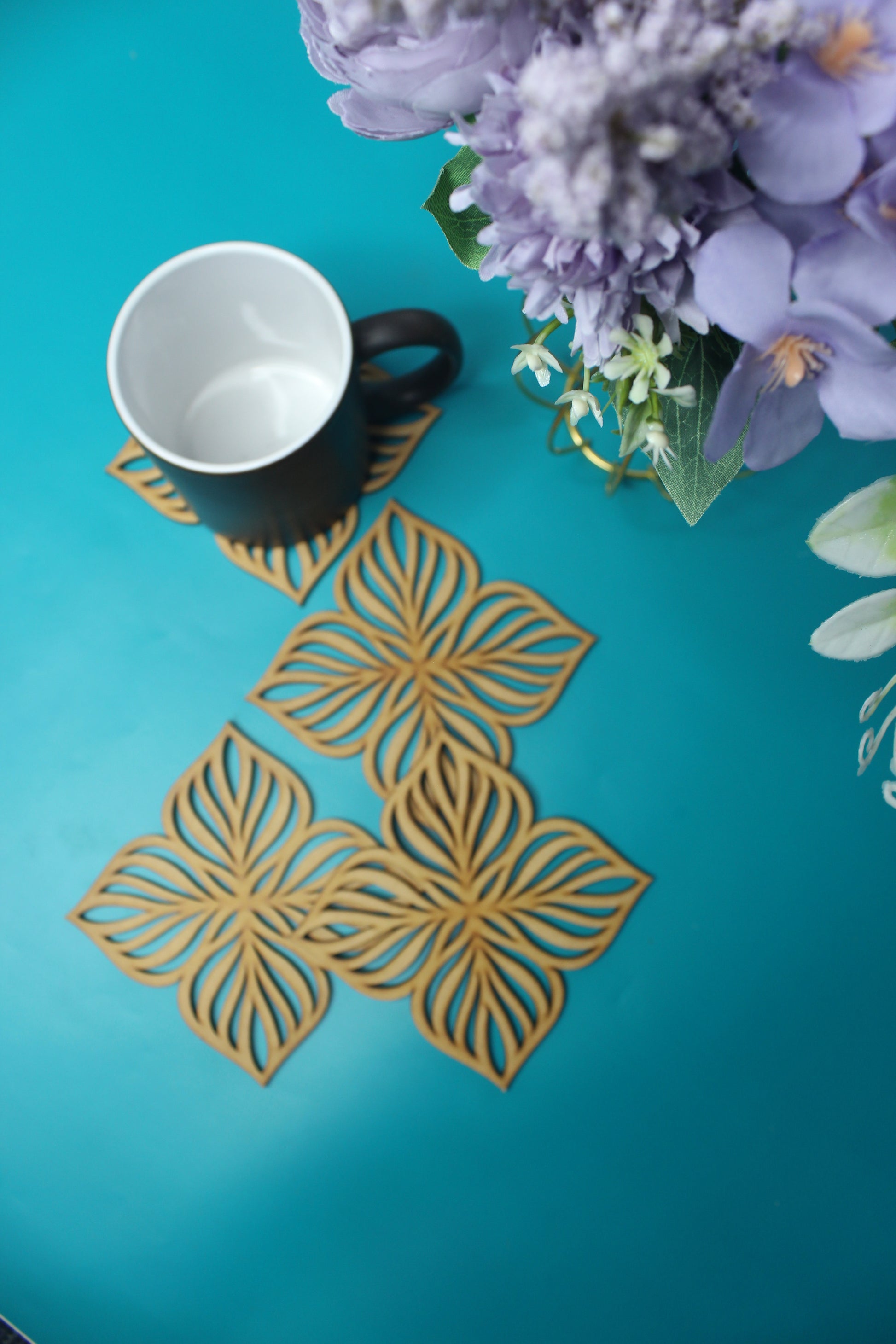 MDF Tea Coasters – Stylish & Durable Drinkware(set of 4)