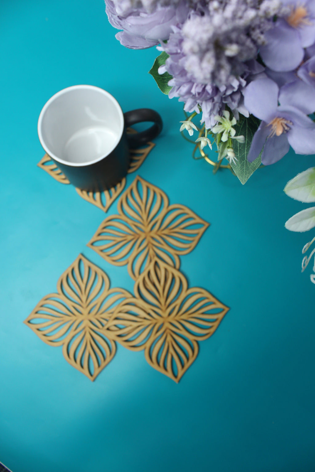 MDF Tea Coasters – Stylish & Durable Drinkware(set of 4)