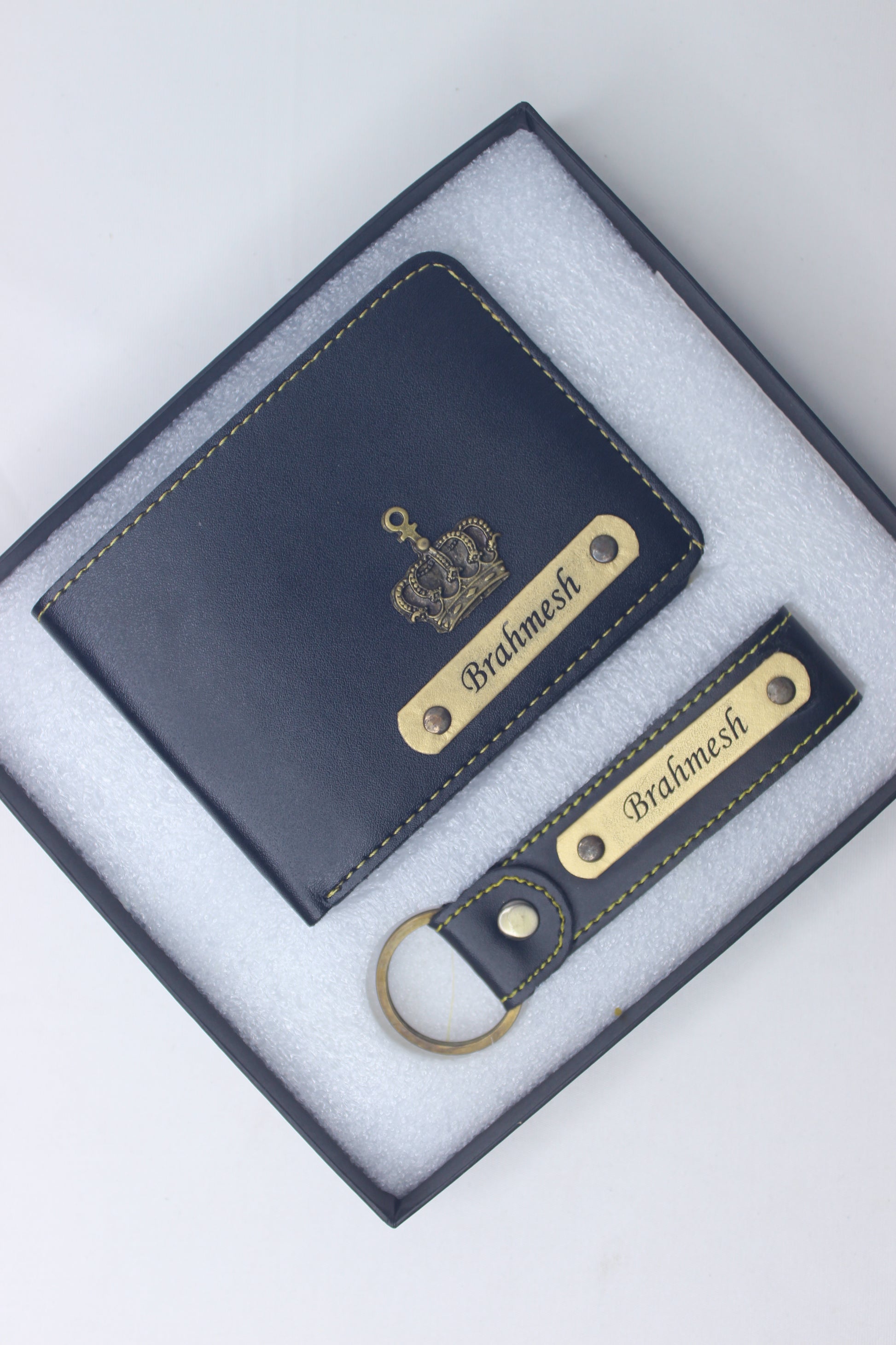 Customized Blue Colored Name Wallet & Keychain Set – A Personalized Gift