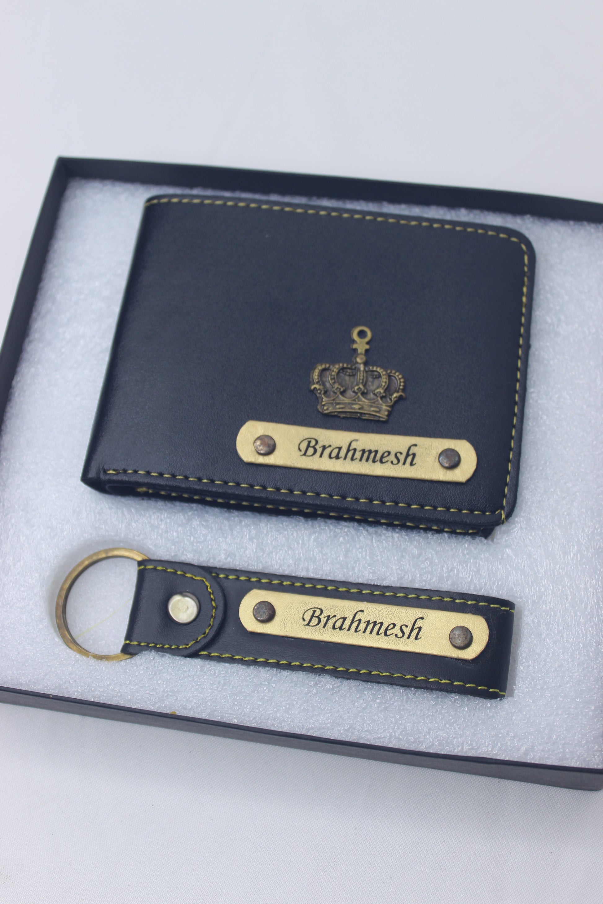 Customized Blue Colored Name Wallet & Keychain Set – A Personalized Gift