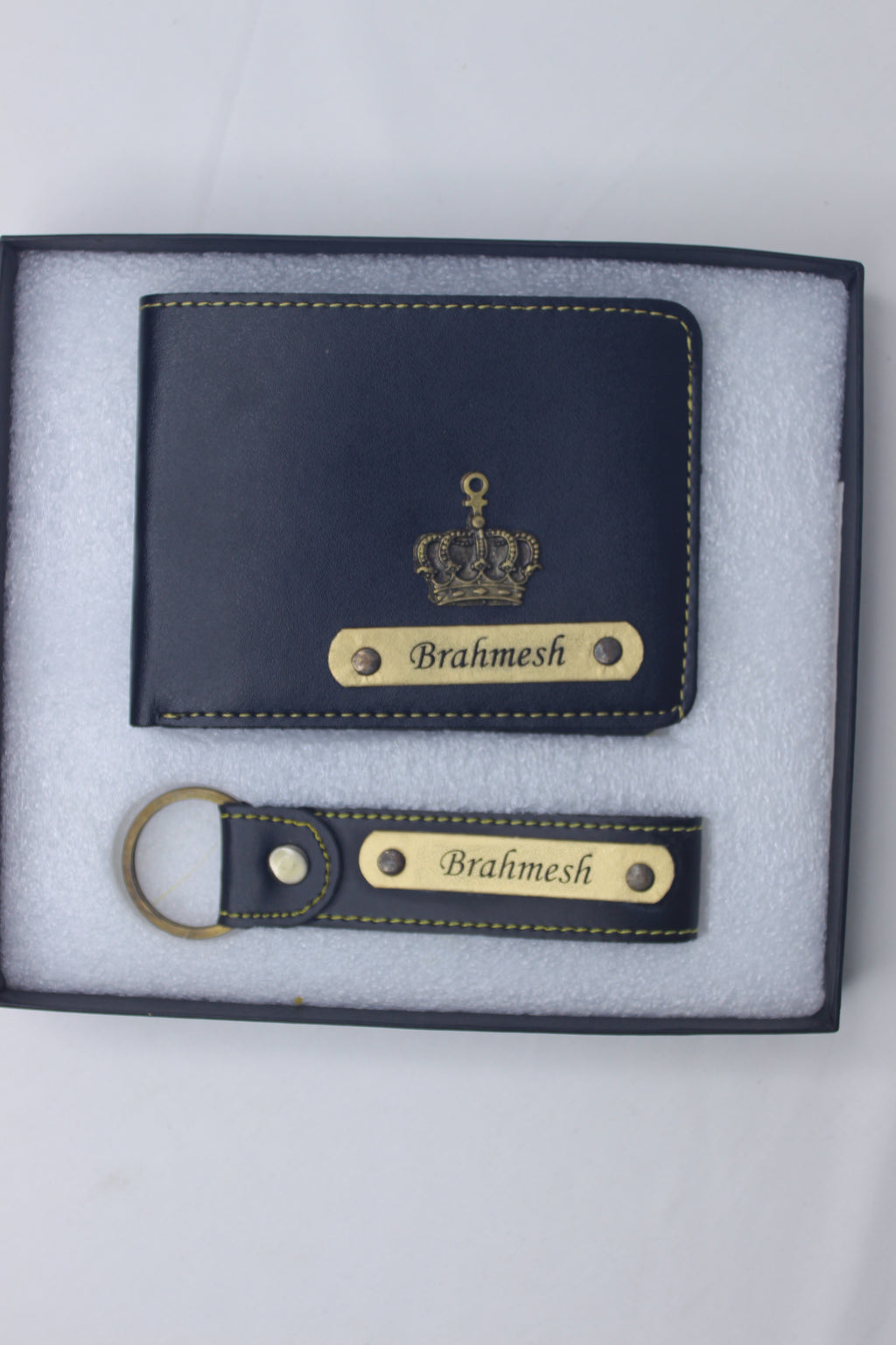 Customized Blue Colored Name Wallet & Keychain Set – A Personalized Gift