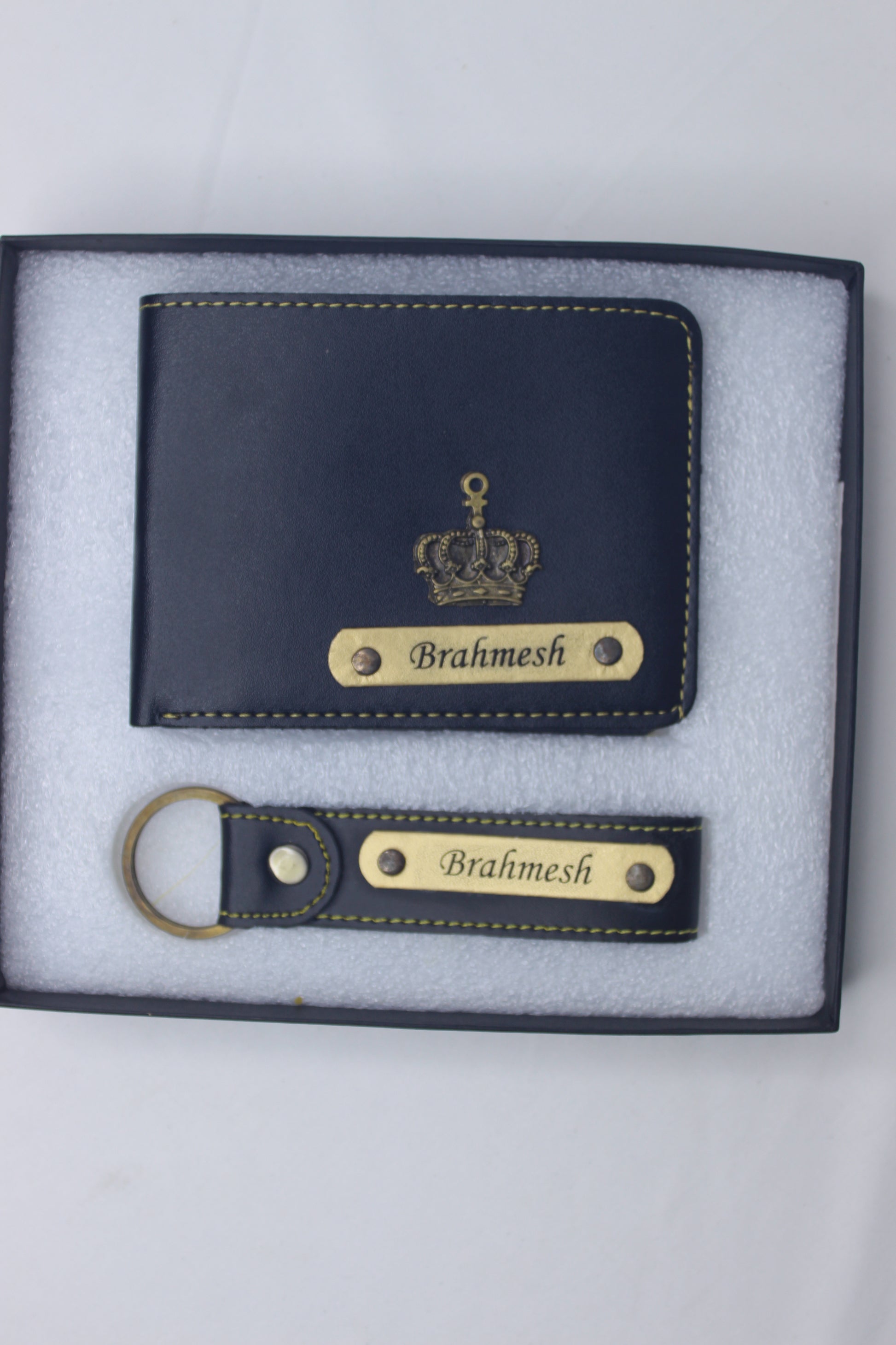 Customized Blue Colored Name Wallet & Keychain Set – A Personalized Gift