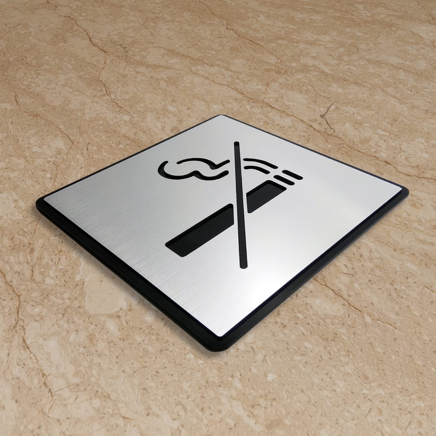 No Smoking Sign Board – Acrylic & Silver Brass Sheet