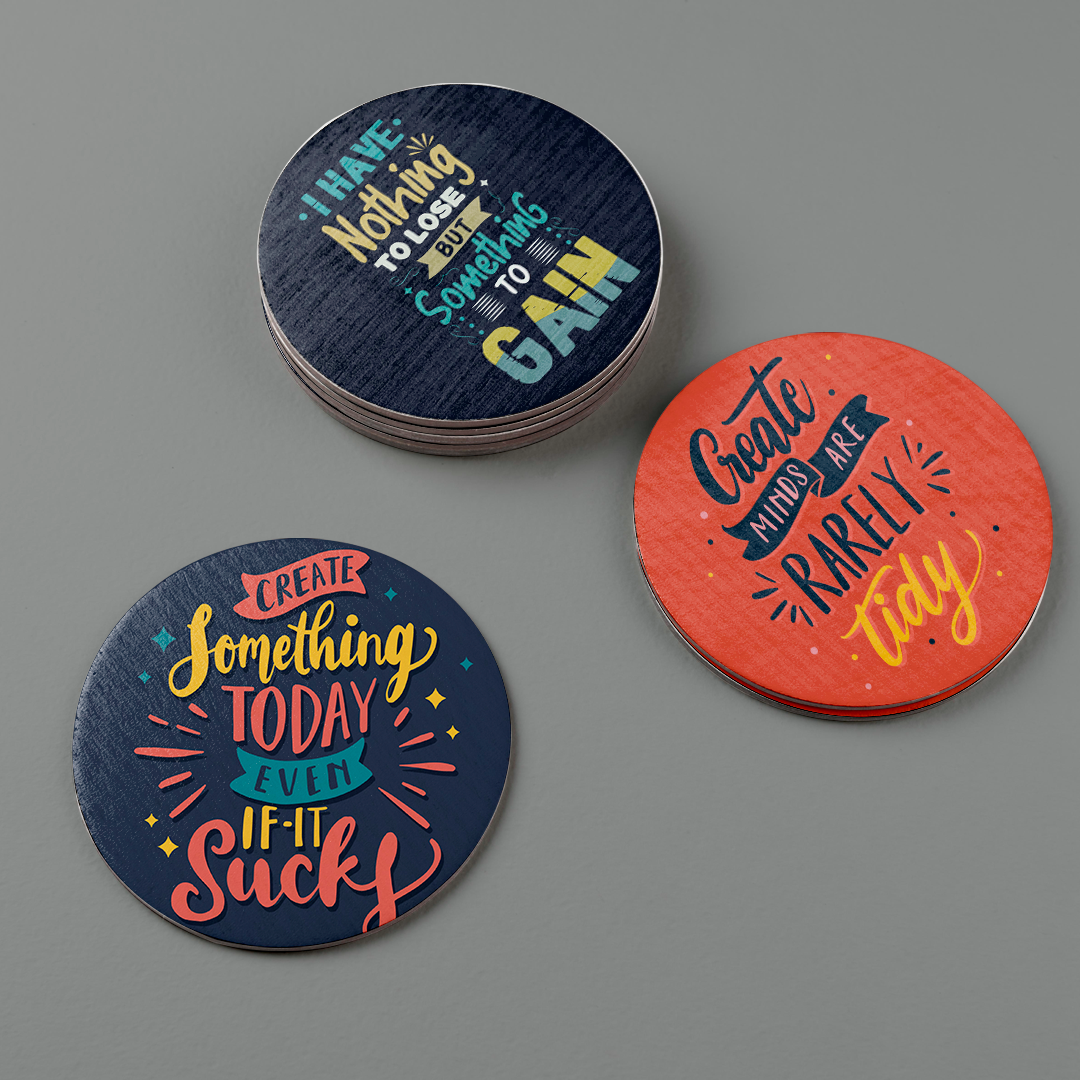 Motivational  Tea Coasters – Stylish & Functional(set of 6)