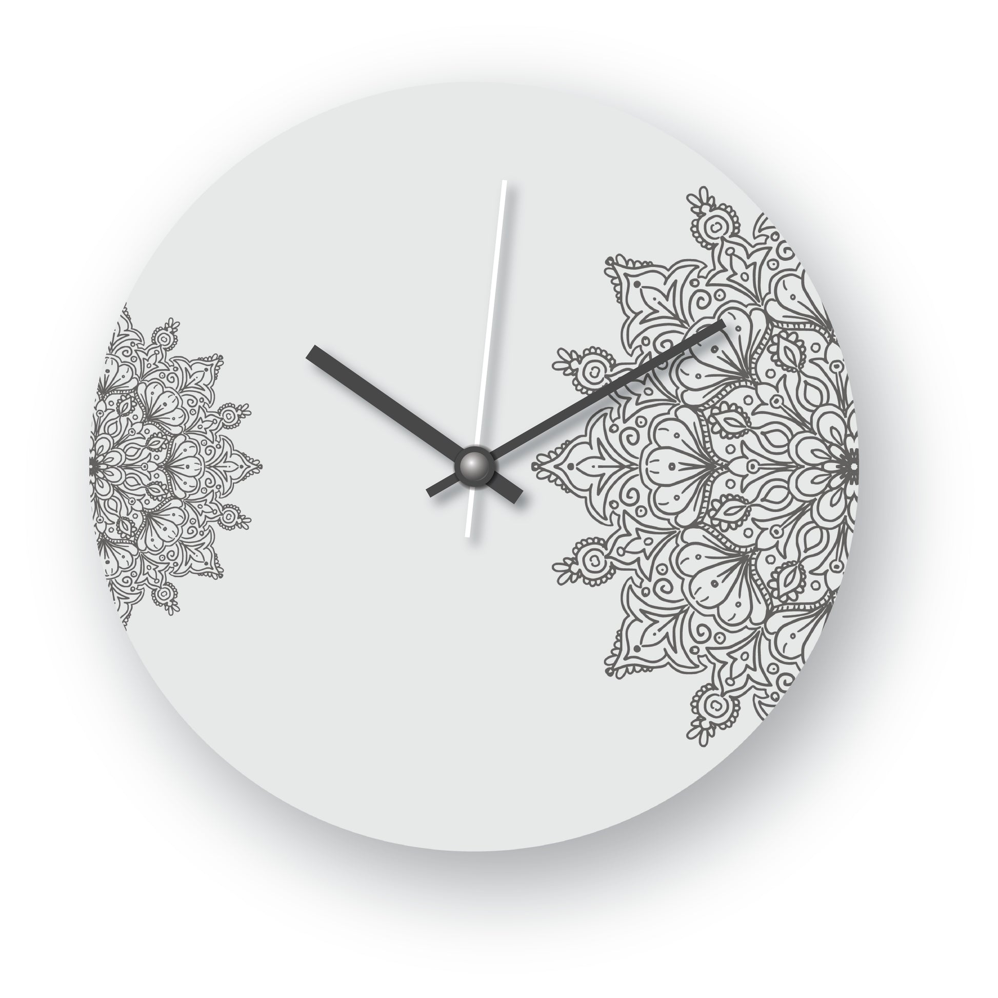Gray Colored Mandala Design Wall Clock