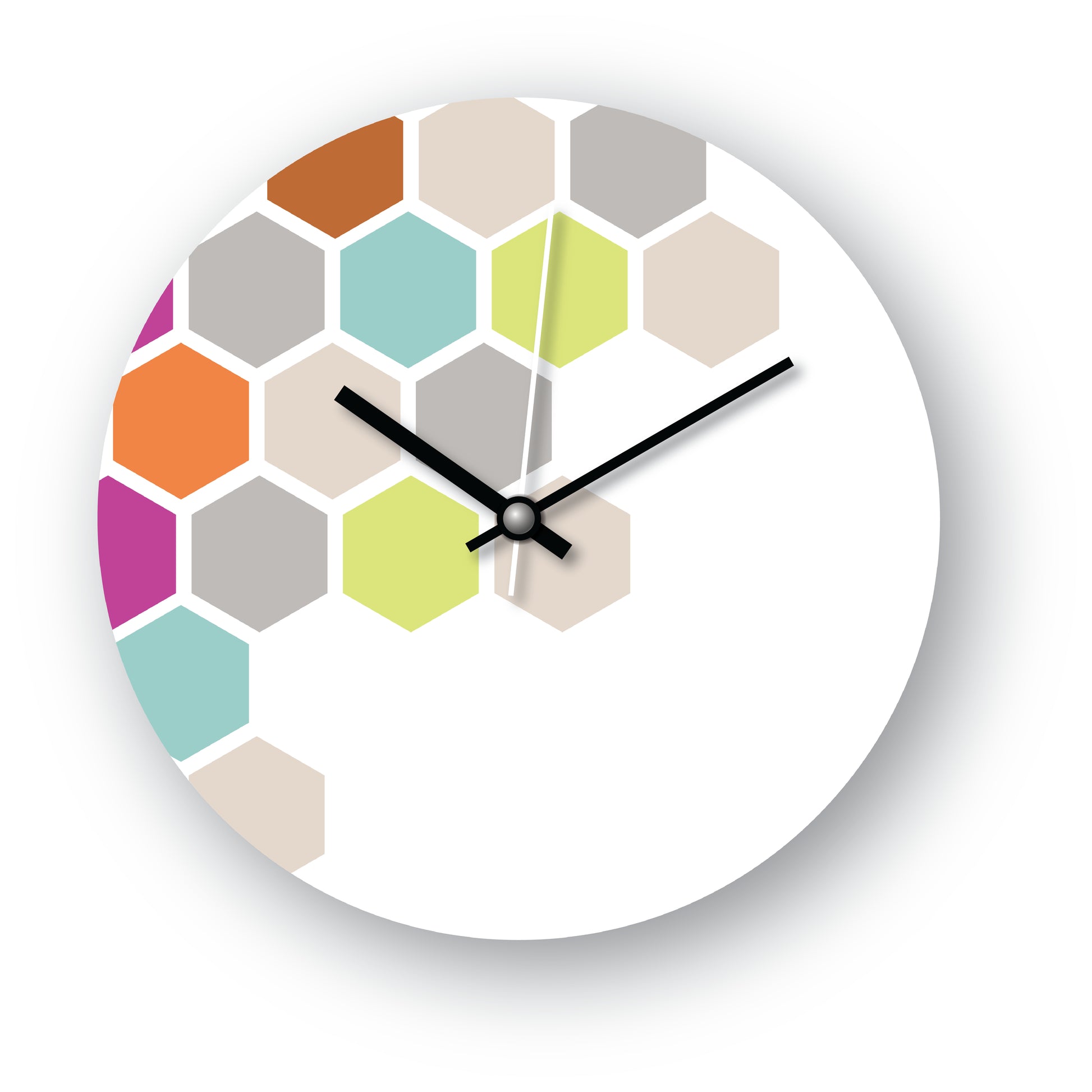 Colorfilled Hexagonal Wall Clock