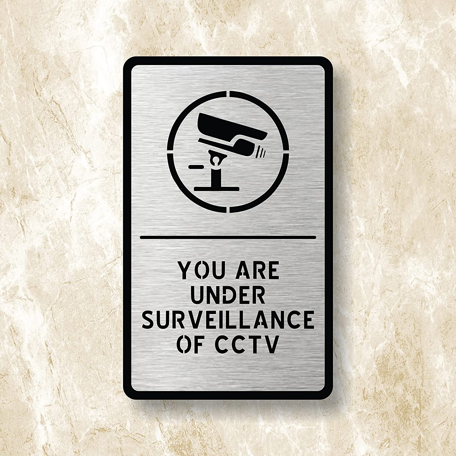 CCTV Surveillance Sign Board – Acrylic & Silver Brass Sheet