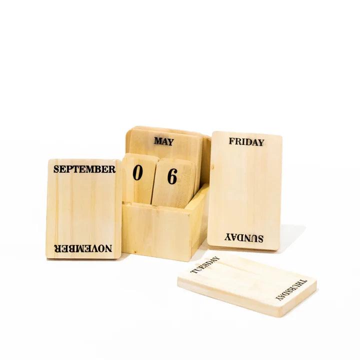 Wooden Block Perpetual Standing Desk Calendar – A Timeless & Eco-Friendly Organizer!