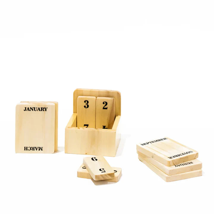 Wooden Block Perpetual Standing Desk Calendar – A Timeless & Eco-Friendly Organizer!